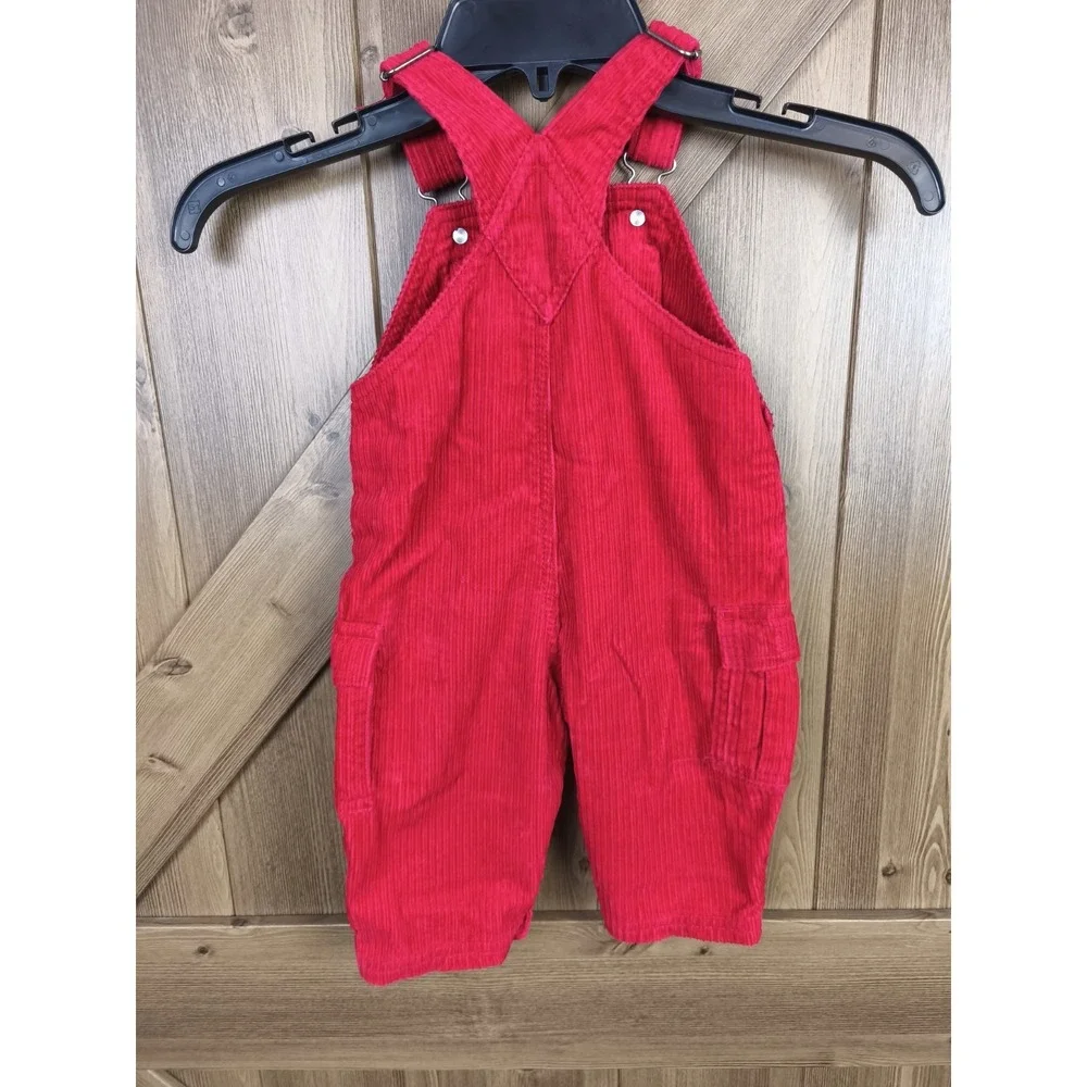 Vintage Gymboree Infant Red‎ Corduroy Overalls 6-12 Months Cargo Snap Crotch
